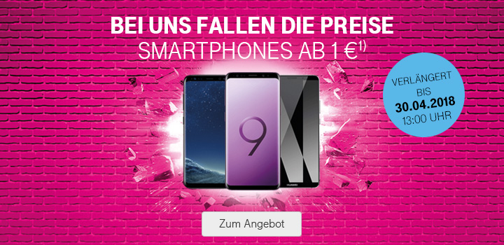 Aktion verlngert bis 30.04.2018 - Ausgewhlte Smartphones ab 1 €