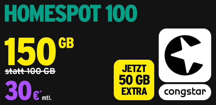 50 GB Extra-Daten bei dem congstar Homespot 100