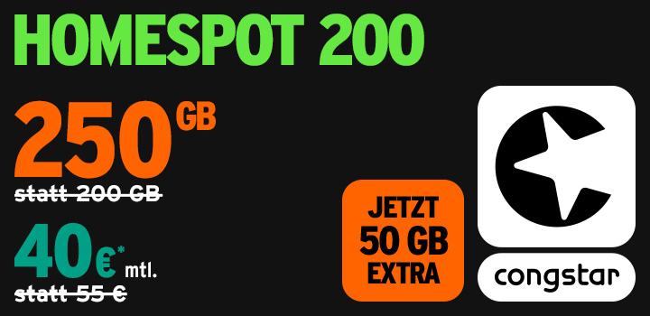 congstar Homespot 250 GB fr 40 € mtl.